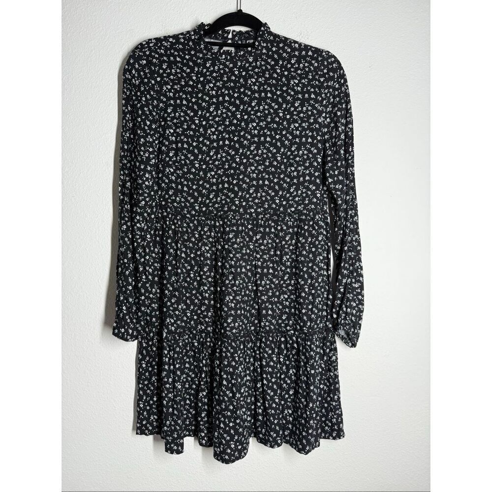 FB Sister Women’s Bohemian Floral Print Babydoll Mini Dress Long Sleeve Sz XS